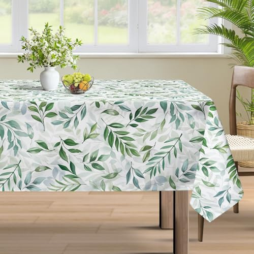 hometrixx Tovaglia Rettangolare Estate Foglie verdi Tovaglie Antimacchia Poliestere Copritavolo per 4-6 Posti 140 x 180 cm Cucina Sala da Pranzo Giardino Esterno Compleanno
