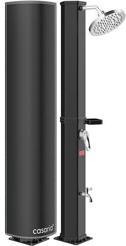 Monzana® Doccia solare 35L Resistente ai raggi UV Vassoio in Acciaio Inossidabile 105GSM Copertura Protettiva Doccino Regolabile a Pioggia Doccia Piscina Doccia Campeggio Acqua calda 60°C Esterno