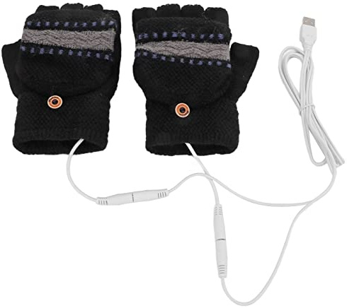 Sahgsa USB-uppvärmda Stickhandskar Snabbuppvärmning Fingerlösa Handvärmare för Män Typing Sports Outdoor