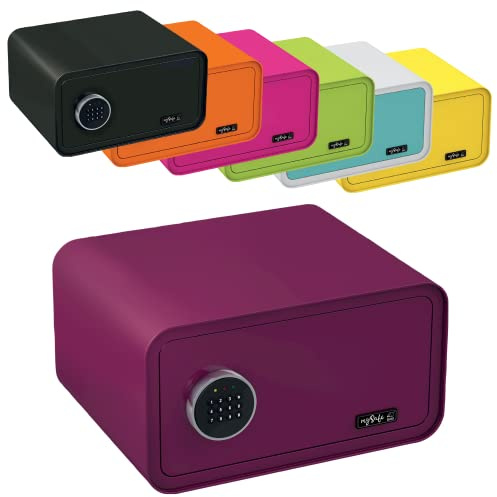 mySafe 430 Code | Elektronischer Tresor mit Zahlenschloss | 23x43x35cm | Design Safe | Möbeltresor | Stahltresor Doppelbolzenverriegelung | Alarm und Notschlüssel | Wand- Bodentresor | Farbe Lila