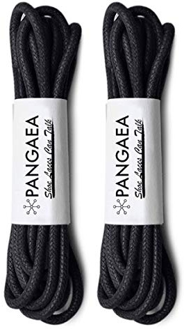 PANGAEA [4 Laces] 2-Pair Pack Waxed Round Oxford Shoe Laces for Dress Shoes Chukka 3/32Inch Thin(#01 Black,34in (86cm))