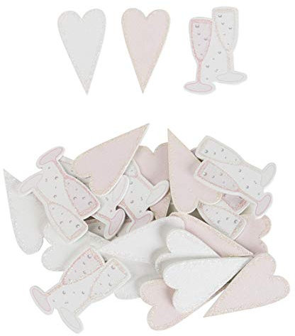 Dio süße herzige Streu-Deko Bastel-Deko aus Holz rosa weiß Herzen Hochzeit Verlobung Set a 24 Stück