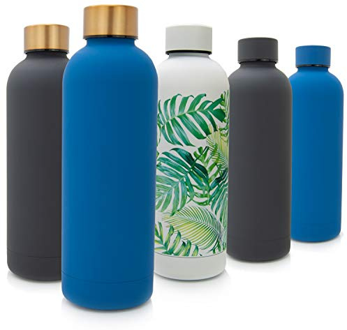 T&N Botella de agua de acero inoxidable de 500 ml – Termo para oficina para té y café – Botella de agua a prueba de fugas para bebidas carbonatadas – Termo de viaje – Botella de agua con burbujas