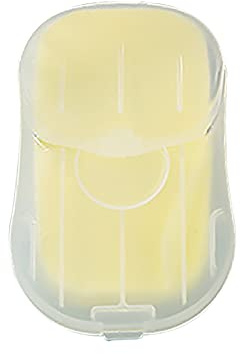 50 Sheets Disposable Soap Paper, Portable Travel Soap Sheet Flakes, Mini Cute Hand Washing Bath Scented Paper Soap for Outdoor activities, Camping, Hiking (Yellow, 3.6 * 5.6cm)