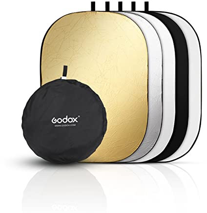 GODOX Collapsible Photography Light Reflector, 5-in-1 Oval Multi Disc Diffuser with Carrying Bag- Gold, Silver, Black, White, Translucent for Photo Studio Outdoor Lighting (80x120cm)
