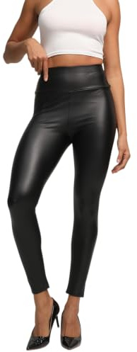 Getervb Leggings Pelle Donna Push Up Vita Alta Leggins in Ecopelle Sexy Pantaloni Collant Leggins Similpelle Opachi Elastici