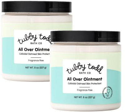 TUBBY TODD All Over Ointment Baby Eczema Cream, Everyday Multi-Purpose Baby Skin Relief Cream, Sensitive and Dry Skin, Rash & Irritation - Steroid & Gluten Free, Fragrance-Free, 8 oz, 2 Pack
