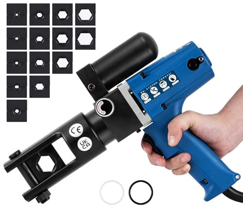 MXBAOHENG 120KN Pinze a crimpare idrauliche elettriche 4-300 mm² Elettrici Rame Alluminio Terminale Pinza A Crimpare Pinza Per Cavi Crimpatrice per Cavi Idraulici con 15 matrici