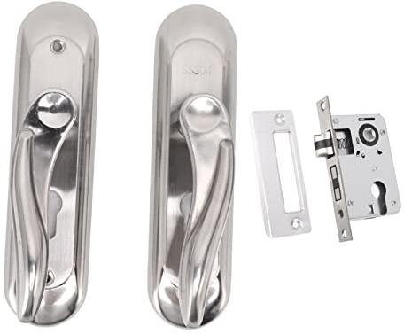 OUCRIY Set Maniglia per Porta in Lamiera di Acciaio Inox Maniglia per Porta Cilindro Leosdum Set Maniglia per Porta D'ingresso in Lamiera di Acciaio Inox Maniglia per Porta Serratura a