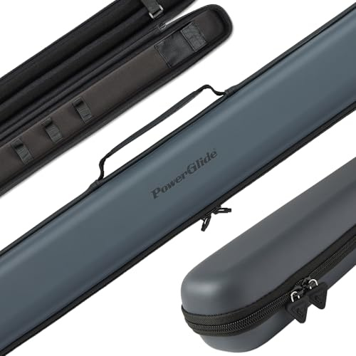 PowerGlide Snooker Pool eller biljardköväska | Svartur | Modern design Soft Touch EVA | Handtag & Axelrem | Skyddande skuminredning | Tillbehörsfickor | för att passa 2-delad 50/50 gemensam kö | Grå