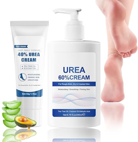 Crème réparatrice à 60 % d'urée + 40 % de crème réparatrice pour les pieds et les mains, crème pour les pieds et les talons fissurés et peaux sèches, force maximale pour soins du corps des mains et