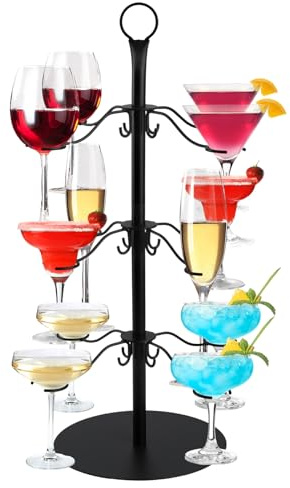 Topsky Cocktail Tree Stand for 12 Glasses - Wedding & Party Wine Glass Rack for Champagne, Cocktails, Wine & Sparkling Drinks