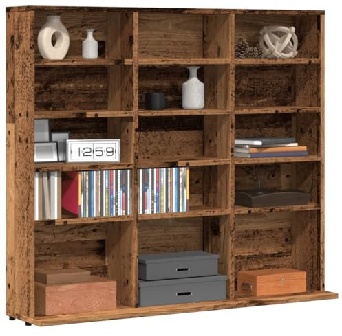 LLEZKBR Gabinetes y estantes de almacenamiento de medios, gabinete de CD de madera vieja, 100 x 23 x 89,5 cm, madera de ingeniería