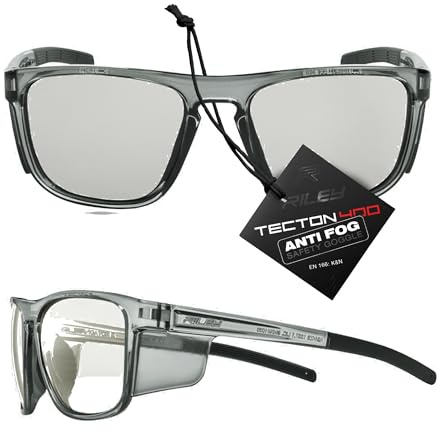 Riley Navigator X Premium Safety Glasses for Work – Anti-Fog, Scratch-Resistant Protective Work, Sports & Cycling Glasses - UV400 Safety Sunglasses Men & Women Suitable Eyewear - LED Lens