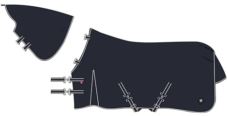 Imperial Riding IRHBasic - Coperta invernale per esterni, 400 g, impermeabile, in poliestere 600D, cinghie incrociate, coda e corde per gambe, blu navy, 125