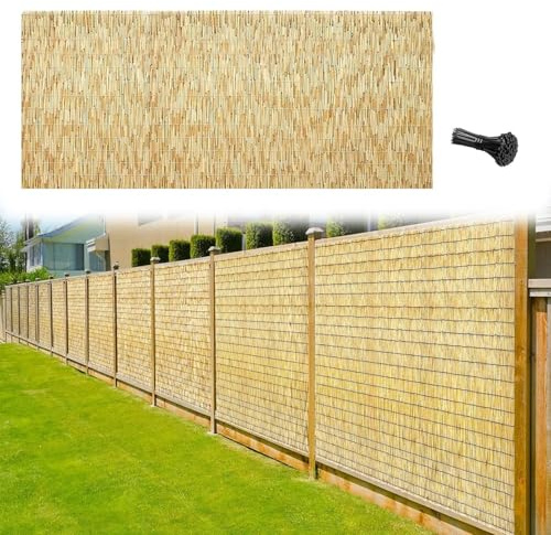 Brise-vue en bambou – Clôture de jardin naturelle pour balcon et décoration extérieure 0,61 m x 26 m – Rideau en bambou pour une meilleure intimité et un attrait esthétique