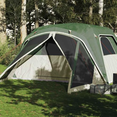 Owoxanthellate Tenda familiare per 6 persone, verde, 305 x 400 x 205 cm, in poliestere, con tenda e connettore E, materiale robusto per uso esterno, campeggio e festival