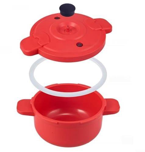 Drivstraw Olla a presión para microondas - Olla de vapor multifunción de 27,5 x 14 cm, PP + silicona, olla arrocera y vaporera de verduras que ahorra espacio para pequeñas