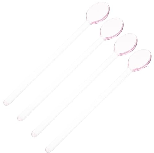 Veemoon Set 4 Cucchiaini da Caffè e Dessert in Vetro Trasparente Manico, Cucchiai per Mescolare Bevande e Latte, Palette di Vetro per Gelato e Dessert, Resistenti a Alte Temperature,