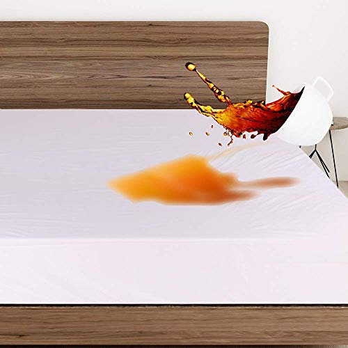 Dudu N Girlie Waterproof Single Mattress Protector – 100% Cotton Terry Surface, Breathable Fitted Bed Cover with Extra-Deep Skirt 90 × 200 cm.