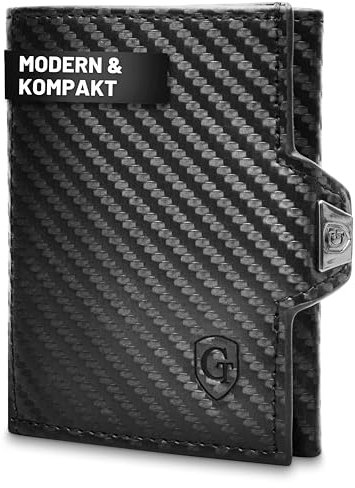 GenTo - Slim Wallet mit Münzfach & RFID NFC Schutz - Mini Geldbörse - dünnes schmales Kartenetui Geldklammer Kreditkartenetui Herren & Damen - inklusive Geschenkbox