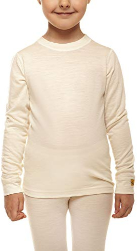 menique Camiseta térmica de manga larga para niños, 100% lana merino, ropa interior funcional, transpirable, camiseta para exteriores para niños y niñas, senderismo, viajes, ciclismo, deporte