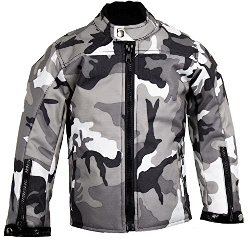 MDM Giacca da moto per bambini, mimetica, grigio., 104