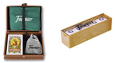 Fournier F31023 Mus en Estuche de Polipiel, Conjunto de Juego, Marrón + Dados Poker Caja (F28984)