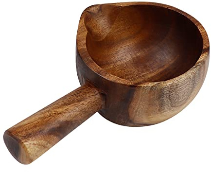 1Pcs Japanese Style Wooden Water Ladle - Natural Wood Scoop Retro Water Dipper with Handle for Kitchen Garden Sauna Bath Tea