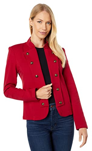 Tommy Hilfiger Open Front Band Jacket Blazer Casual, Ají Picante, 48 para Mujer