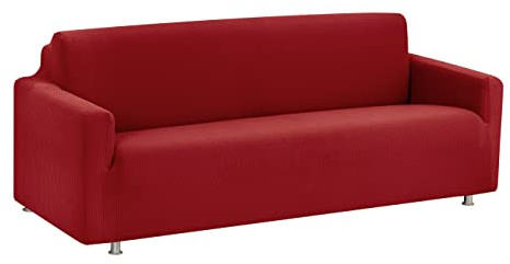 Baroni Home Copridivano Elasticizzato Tinta Unita, Fodera Antiscivolo per Divano con braccioli, Fantasia Bordeaux, 3 Posti