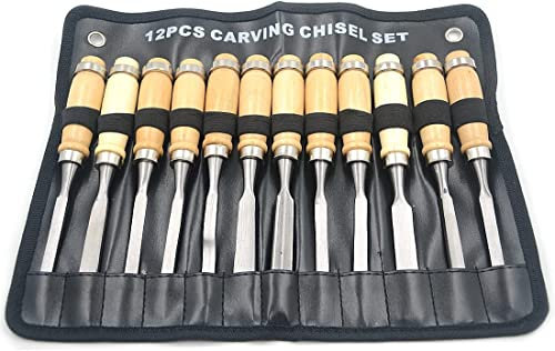 OITTo Juego de Herramientas de cincel de Mano para tallar Madera de 12 Piezas Gubias Profesionales DIY