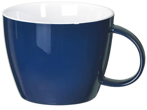 fMSDD Tasse en porcelaine, grande tasse à soupe ou tasse géante pour café, flocons d'avoine, gombo, salade, passe au micro-ondes et au four, bleu