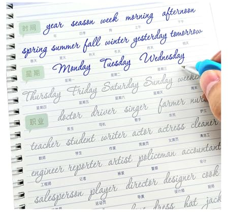 Cuaderno circular fluido de caligrafía inglesa, libro de práctica de escritura a mano en inglés, libro de entrenamiento de ranura