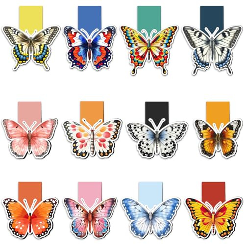 12 Pack Magnetic Bookmark, Tixlux Butterfly Style Book Marker Clip Sets for Kid, Teacher, Students, Book Lovers, Butterfly Fans