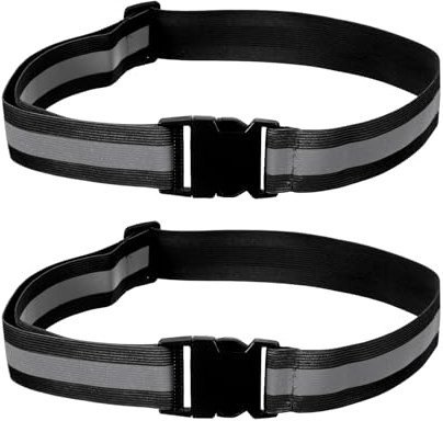PATIKIL 2 Pz Cintura Riflettente Regolabile 1,5 Pollici Cintura Moto Nero | Fluorescente, per Ciclismo, Passeggiate