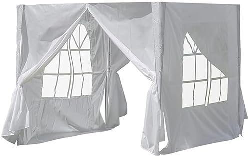 TUKAILAi 4 Panel Garten Pavillon Seitenwände, 2 Pavillon Wandpaneele mit Reißverschluss und 2 Fensterplatte, Kompatibel für Pavillon (Weiß, 2x2m)