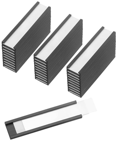 PATIKIL Magnetisk etiketthållare 5 cm x 1,3 cm med pappersinsatser, 50 st C kanal magnetiska arkivskåp etiketter hylla datakorthållare skyltar för metallställ hyllor whiteboard verktygslåda