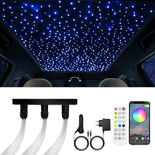 Twinkle, luce a cielo stellato in fibra ottica per auto/casa, kit di luci da soffitto Star con app/telecomando/modalità musica, generatore di luce RGBW e 300 pezzi x 0,75 mm x 3 m cavo in fibra ottica
