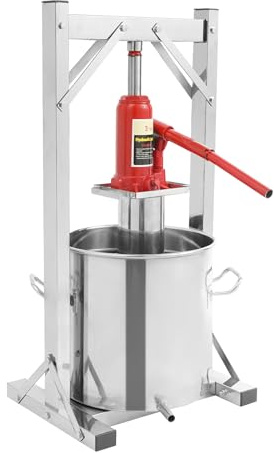 SICHENSH 12 l hydraulisk vinpress, rostfritt stål vinpress, fruktpress, vinpress, äpplepress, manuell bärpress för pressning av mjuka fåriga frukter, 3T/6613,87 pund max. Tryck