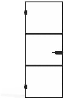 Vente-unique-Puerta reversible sin marco de vidrio templado - Negro - Alt. 204 x L83 cm - MASERU