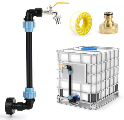 IBC - Rubinetto a collo di cigno, 3/4, accessori per serbatoio IBC, S60 x 6, lunghezza totale 51 cm, collo di cigno, per serbatoio dell'acqua da 1000 litri