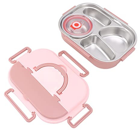 RASTKY Ensembles de Conteneurs, Boîte à Déjeuner Isolée en Acier Inoxydable, 4 Grilles, Tiffin Anticorrosion, Pré-antirouille, Portable pour Enfants et Adultes
