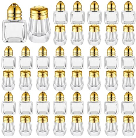 Kueohse minisalt och pepparströare, kryddströare, små kryddströare, transparenta kryddströare, guld