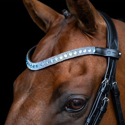 Imperial Riding pannband IRHSlim, smalt pannband i läder med glasstrass och pennlås, blå, full