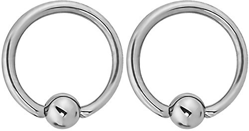 Forbidden Body Jewelry Stainless Steel Captive Bead Ring, Hoop Cartilage, 14g 14mm Every-Day Surgical Steel Ring Body Piercing Hoops 5mm Balls