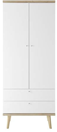 Beauty.Scouts Kleiderschrank Max weiß matt Eiche Riviera 80x1697x56cm Drehtürenschrank Stauraumelement Schlafzimmerschrank Ankleideschrank Schlafzimmer Kleidung