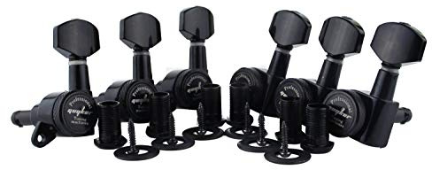Guyker Guitar Locking Tuners (6 for Left) - 1:18 Lock String Tuning Key Pegs Machine Head with Hexagonal Handle Replacement for ST TL SG LP Style Electric, Folk or Acoustic Guitars - Black