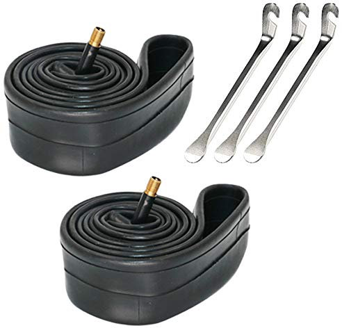 LCWROP 2er Pack Fahrradschlauch mit 3 Reifenlöffel Eisenreifenhebel, 12 14 16 18 20 22 24 26 Fahrrad Innenschlauch Reifen Straße MTB Fahrrad Innen Reifenschlauch Anti-Pannen-Schlauch (14)