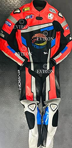 Combinaison de moto 2 pièces en cuir rouge (XXXL)